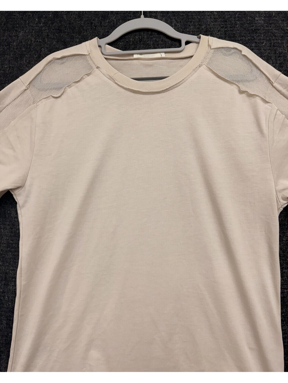 Zara Men’s Cream Long Sleeve T Shirt Crewneck Minimalist Casual Top Size M NWT - Picture 2 of 8